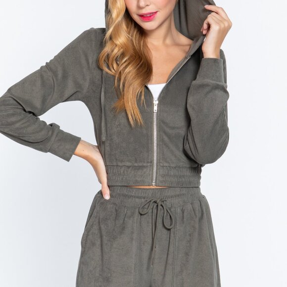 Hoodie Terry Towelling Jacket - Picture 1 of 5